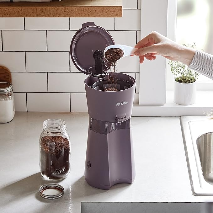 Mr. Coffee Iced Coffee Maker Single Serve Machine with 22-Ounce Tumbler and Reusable Coffee Filter Lavender