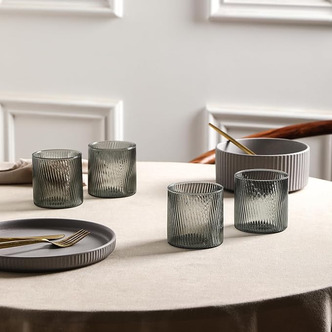 Stone Lain Haven Stoneware 16-Piece Dinnerware Set Plates and Bowls Sets for 4 Grey Dish Set Includes Dinner and Salad Plates Cereal Bowls Glassware Microwave &amp Dishwasher Safe