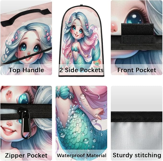 Kitchen Aid Mixer Cover Ocean Mermaid Stand Mixer Cover Compatible with 6-8 Quarts Stand Mixers Dust Covers with Zipper Pocket Foldable Washable Kitchen Aid Organizer Bag