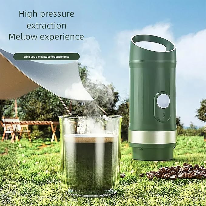 Portable Car Coffee Maker Home Drip Coffee Brewer with Heating Function 80ml Extraction Capacity and 8 Grams Powder Cup Capacity Three Warehouse Design and Dual Mode Operation for Traveling