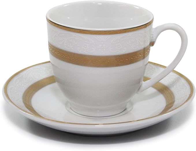 Royalty Porcelain Queen 5-Piece White and Gold Dinnerware Set 24K Gold-Plated Fine Porcelain Service for 1