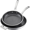 Cuisinart FusionPlus Hybrid Nonstick Stainless Steel Cookware Set 2-Piece Skillet Cooking Set with PFAS-Free PURELYSEAR Ceramic Non Stick Technology Scratch Proof Cool Grip Handles Dishwasher Safe