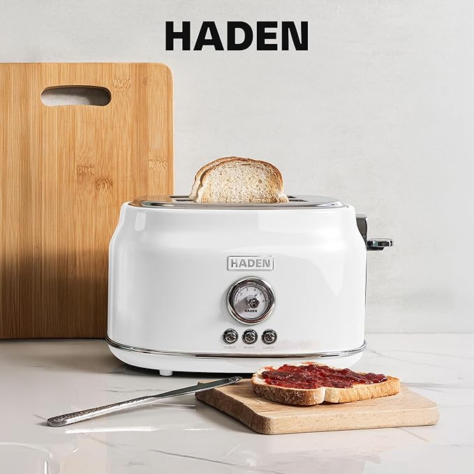 Haden Dorset 2 Slice Extra Wide Slot Toaster with Cool Touch Exterior Removable Crumb Tray and 6 Variable Browning Control Ivory