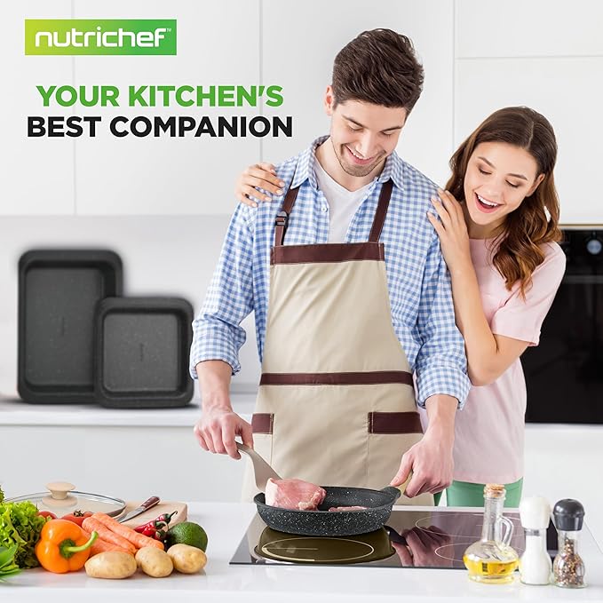 NutriChef 22‑Piece Non‑Stick Ceramic Pots and Pans Set – For All Cooktops Including Induction – PTFE &amp PFAS Free Includes Bakeware &amp Utensils