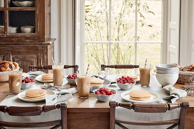 Portmeirion Sophie Conran Arbor 12 Piece Dinneware Set | Organic Shape Stoneware Serving Plates | Appetizer Buffet Dinner and Lunch Plates | Dishwasher Safe