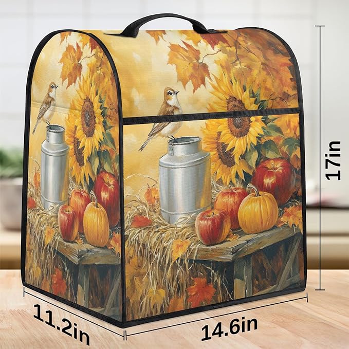 cfpolar Kitchen Aid Mixer Cover Compatible with 6-8 Quarts Sunflower Bird Autumn Stand Mixer Cover Kitchen Aid Mixers Accessories Appliance Organizer Bag Dust Covers with Zipper Pocket