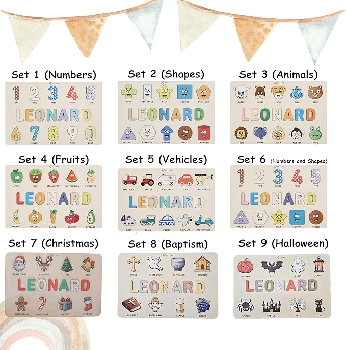 First Birthday Gifts for Girl Personalized Baby Gifts Wooden Puzzles for Toddlers 1-3 Animal Toys for Toddlers 1-3 Customized Baby Gift 1-2 Year Old Toys