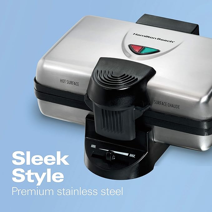 Hamilton Beach 2-Slice Non-Stick Belgian Waffle Maker &amp 2 Slice Extra Wide Slot Toaster with Shade Selector Toast Boost Auto Shutoff Black (22633)