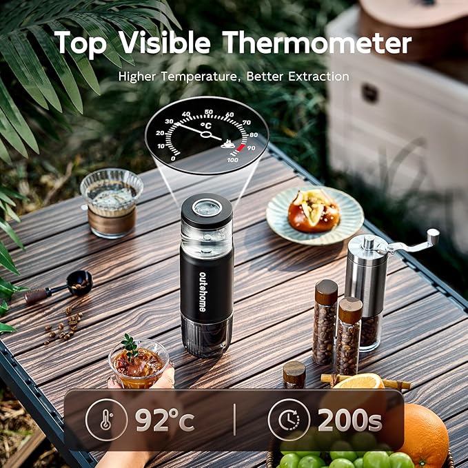 Portable Electric Espresso Machine15 Bar Self Heating Outdoor Coffee Maker Travel Coffee Machine for Camping With Ground Coffee and NS Capsule for RV OfficeCar Coffee with carry Bag