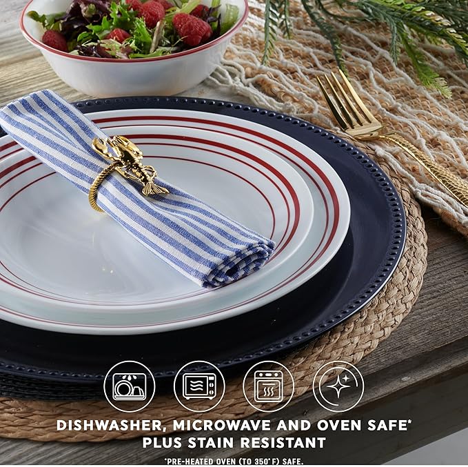 Corelle Logan 12 Piece Dinnerware Set Service for 4 Triple Layer Chip &amp Crack Resistant Glass Plate and Bowl Sets