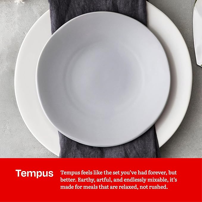 Eater x Zwiesel Fortessa Tempus Stoneware 16 Piece Dinnerware Set (Service for 4) Smoke