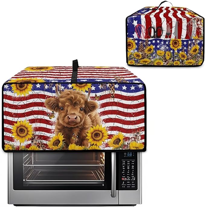 Doojoayie 4 Slice Toaster Cover Bread Machine Cover with Top Handle Design Kitchen Small Appliance Dust Protetor Stain Resistant Universal Fit Sunflower Highland Cow 4 Print