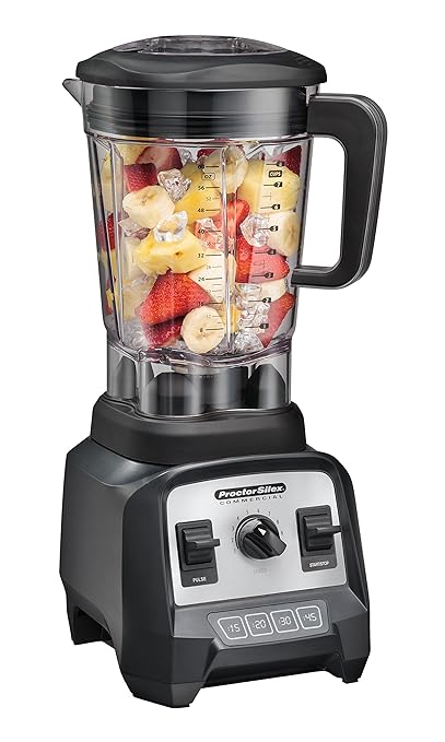 Proctor Silex Commercial 55000 High-Performance Blender 2.4 Peak hp Variable Speed Dial BPA-Free 64 oz./1.8 L Container 17.32 Height 7.6 Width 8.69 Length Black