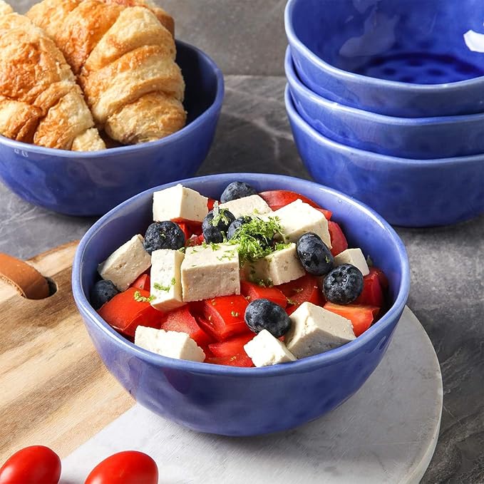 Stone Lain Constance Porcelain16 Piece Dinnerware Set Home Kitchen Dish Set with Dinner Plates Salad Plates Bowls &amp Mugs - Service for 4 Blue