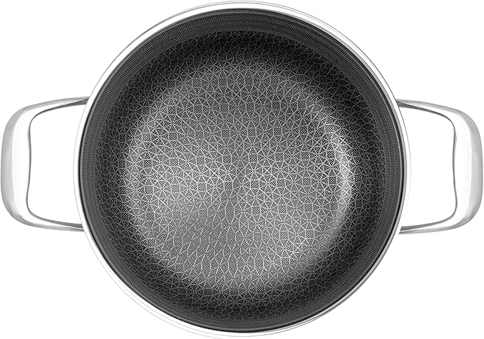 LIVWELL DiamondClad 6 Quarts Nonstick Hybrid Saucepan with Lid - Kitchen Gift - Nonstick Stainless Steel Saucepan - Hybrid Cookware Set - Heavy Stainless Steel Pot - Dishwasher Safe - PFOA-free