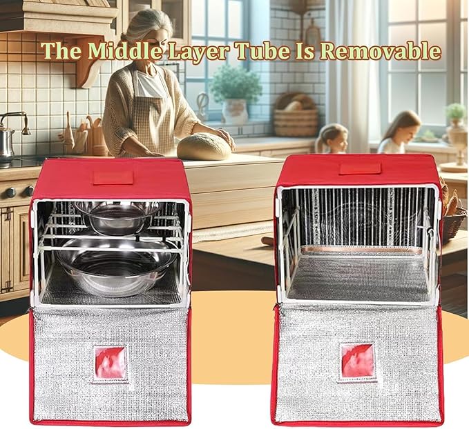 Bread Proofing Box Bread Pizza Dough Proofing Box with Lid Foldable Versatile Dough Proofer with Heater 1-24 Hours Timing Removable Stand Dough Proofer for Bread Yogurt Rice Wine Reusable So