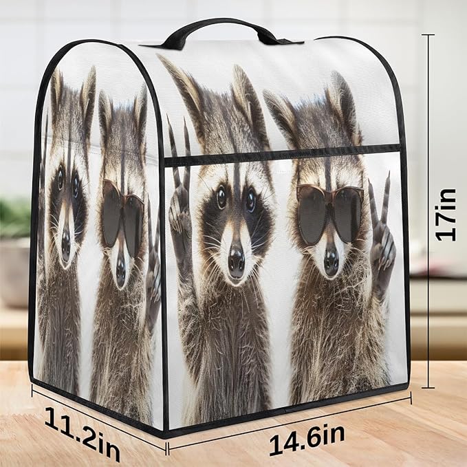 cfpolar Kitchen Aid Mixer Cover Compatible with 6-8 Quarts Animal Cute Raccoon Stand Mixer Cover Kitchen Aid Mixers Accessories Appliance Organizer Bag Dust Covers with Zipper Pocket