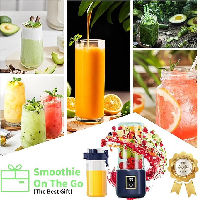 Portable Blender Mini Blendersmall blender for smoothies 12 Blades Perfect for Blending Small Convenient Multifunctional with Digital Touch Screen Suitable for Family Travel