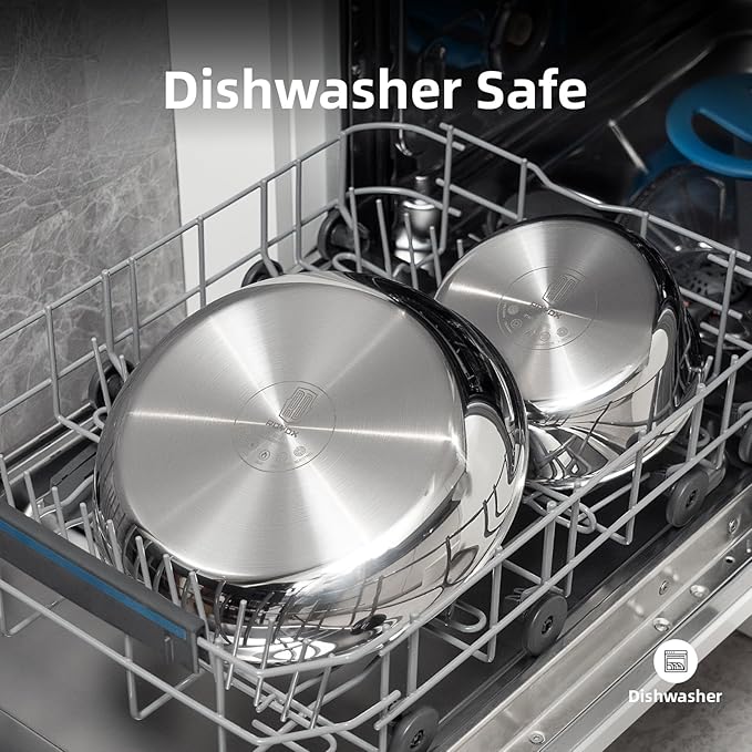 ROYDX16 PCS Pots and Pans Set18/10 Stainless Steel Cookware Set with Adjustable Detachable Handles for RVhome Dishwasher Safe and Oven Safe