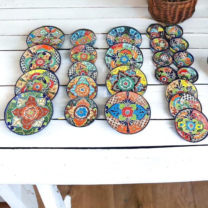 16 Piece Talavera Dinnerware Set | Handmade Mexican Pottery | Unique Floral Patterns
