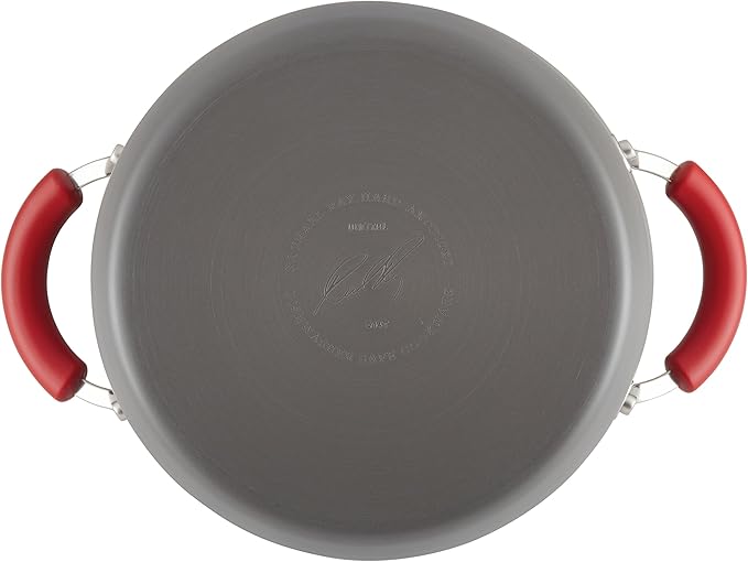 Rachael Ray - 87661 Rachael Ray Brights Hard Anodized Nonstick Cookware Pots and Pans Set 12 Piece Gray with Red Handles