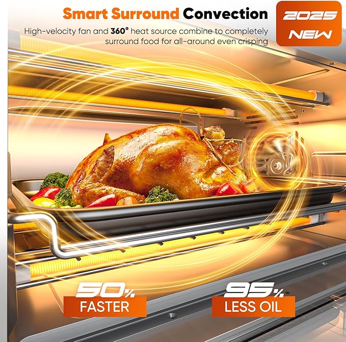 Nuwave Bravo Pro Convection Air Fryer Toaster Oven Combo 2025 New and Improved 10-in-1 50°-450°F Temp Controls Quick &amp Even Crisp Technology 21Qt Capacity Cream PFAS Free
