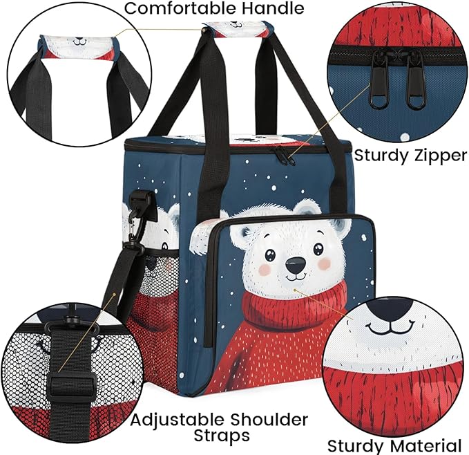 Cartoon Coffee Maker Travel Bag Bear Insulated Grocery Bag Travel Picnic Leakproof Cooler Bags With Shoulder Strap