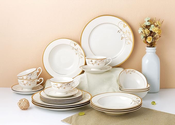 24 Piece Dinnerware Set-Bone China Service for 4 by Lorren Home Trends