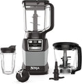 Ninja Blender Compact Kitchen System 1200W 3 Functions for Smoothies Dough &amp Frozen Drinks with Auto-IQ 72-oz.* Blender Pitcher 40-oz. Processor Bowl &amp 18-oz. Single-Serve Cup Grey AMZ