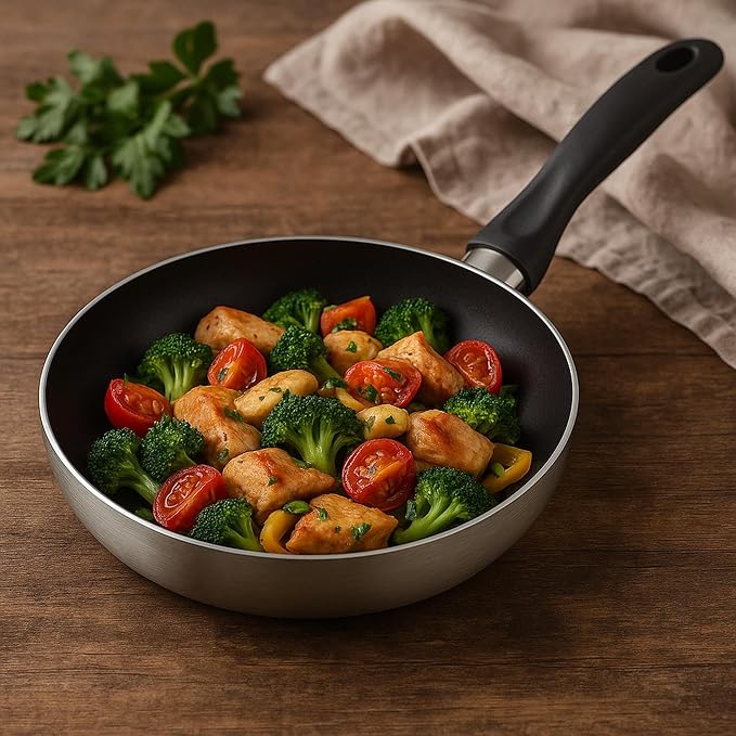 Cookware Set 5 Pieces Stainless Steel + 3-Piece Pan Set Diameter 16 x 20 x 24 cm Pressed Aluminium Metallic Grey