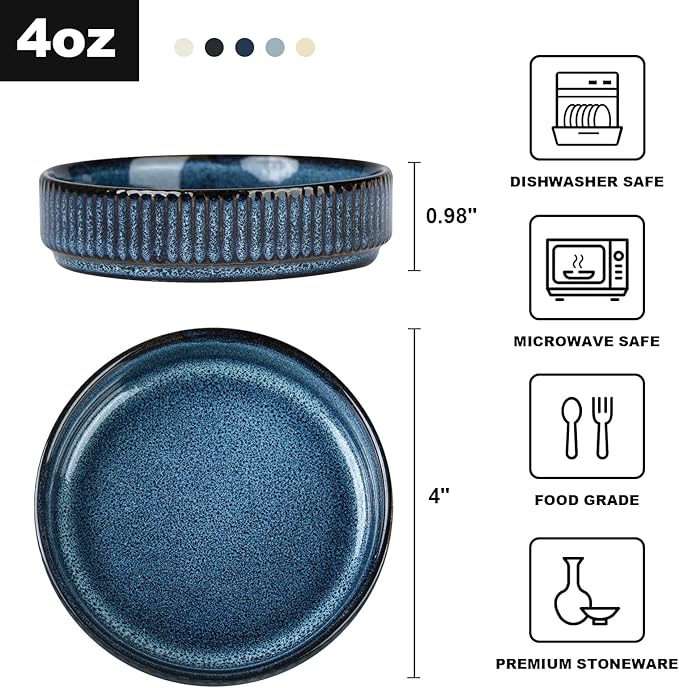 Famiware Dinnerware Set for 4 (12 Piece) and Coffee Mug Set for 4 (12 oz) - Nebulas Blue
