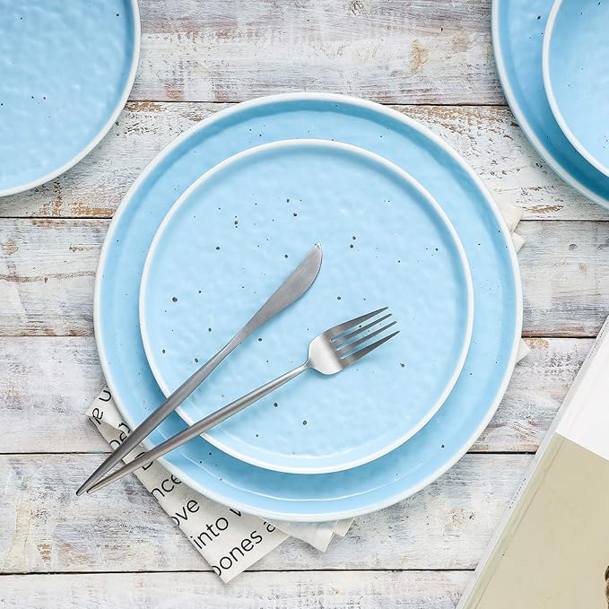 Stone lain Elena Stoneware Dish Set 4 Salad Plates Blue