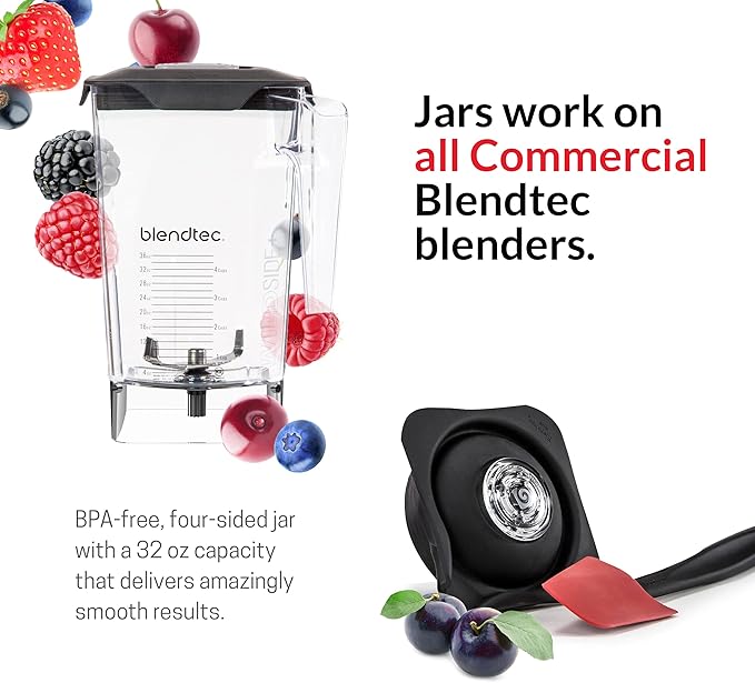 Blendtec Total Classic Original Blender 90 oz WildSide+ Jar 24 oz Twister Jar and Spectacula Spatula - Red