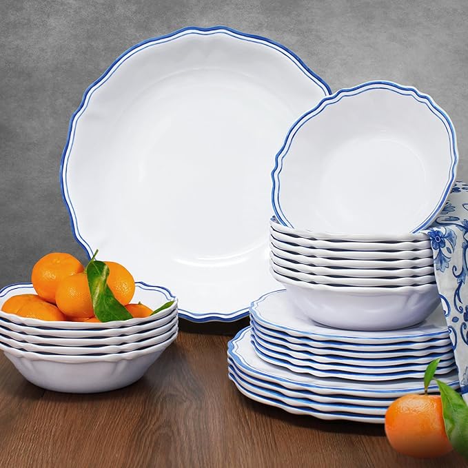 Le Cadeaux 18 Piece Luxury Melamine Dinnerware Set Service for 6 Maison
