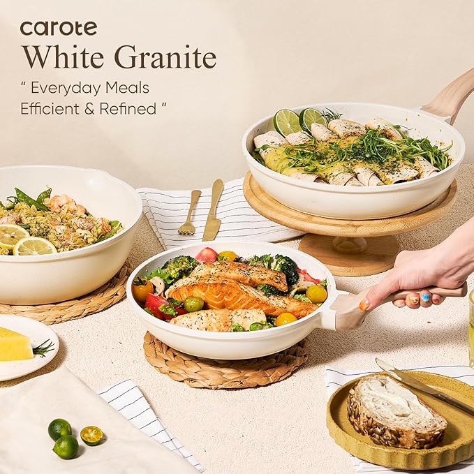 CAROTE 14 Pcs Pots and Pans Set NonstickCookware Set Kitchen Cooking Set with Utensil and Pan Protectors