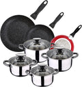 San Ignacio Pack of 3 SARTENES SAN IGNACIO 16CM 20CM 24CM + Kitchen Battery 8 Pieces in Stainless Steel Black