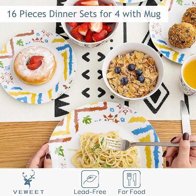 VEWEET Porcelain Dinnerware Set 52