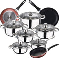 San Ignacio Cassel 12-Piece Stainless Steel with Frying Pan Set (16/20/24 cm) Paradise in Pressed Aluminium