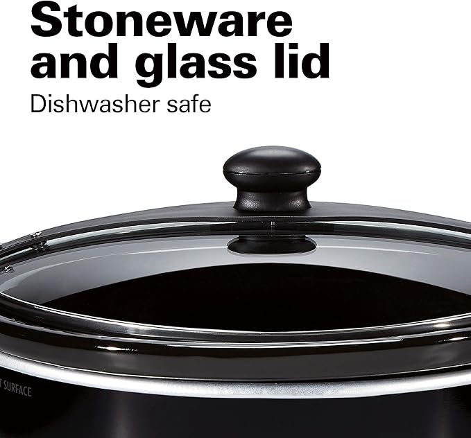 Hamilton Beach Slow Cooker Extra Large 10 Quart Black (33195) &amp Power Elite Wave Action Blender-for Shakes and Smoothies Puree Crush Ice 40 Oz Glass Jar Black (58148A)