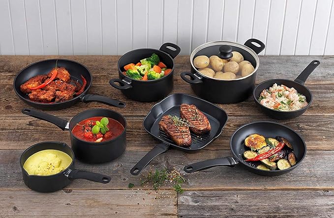 KUHN RIKON 37442 Easy Induction 3-Piece Mixed Cookware Set Set of 3-1 x Saucepan &amp 2 x Casseroles Black