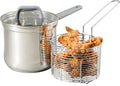 Oster Beauford 3.65-Quart Stainless Steel Deep Fryer Pot with Basket &amp Glass Lid – Induction Oven &amp Dishwasher Safe 5-Ply Encapsulated Base Soft-Touch Handle