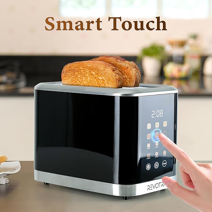 2 Slice Toaster Stainless Steel with LED Display Extra Wide Slots 6 Shade Settings Defrost/Reheat/Cancel Removable Crumb Tray – Compact Toaster for Bagels &amp Waffles