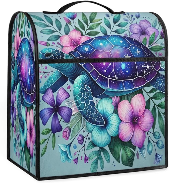 Kitchen Aid Mixer Cover Animal Turtle Flower Stand Mixer Cover Compatible with 6-8 Quarts Stand Mixers Dust Covers with Zipper Pocket Foldable Washable Kitchen Aid Organizer Bag