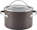 Ayesha Curry Kitchenware Professional Hard Anodized Nonstick Sauce Pot/Saucepot/Saucepan with Lid 4 Quart Charcoal