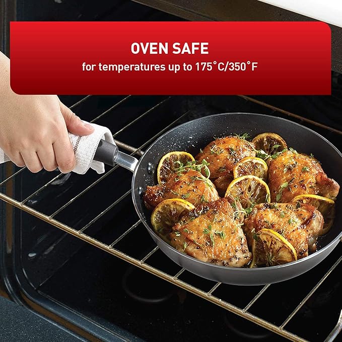 T-fal Signature 9pc Cookware Set Non Stick pots and Pans Non Toxic Cookware Set Thermo-spot Heat Indicator Dishwasher Safe Black