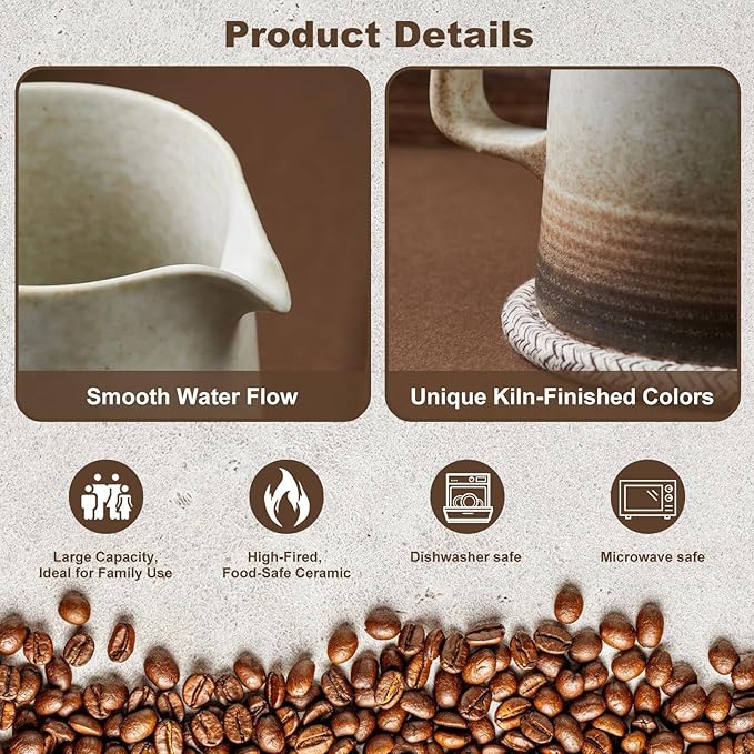 Pour Over Coffee Maker Ceramic Coffee Dripper with 40pcs V02 Paper Filter &amp Coaster 18.2oz/540ml Flower Shape Pour Over Coffee Filter set (Brown Gradient Set)