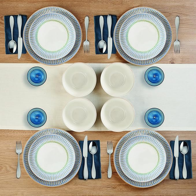 Pfaltzgraff Hensley Blue 12 Piece Dinnerware Set Service For 4