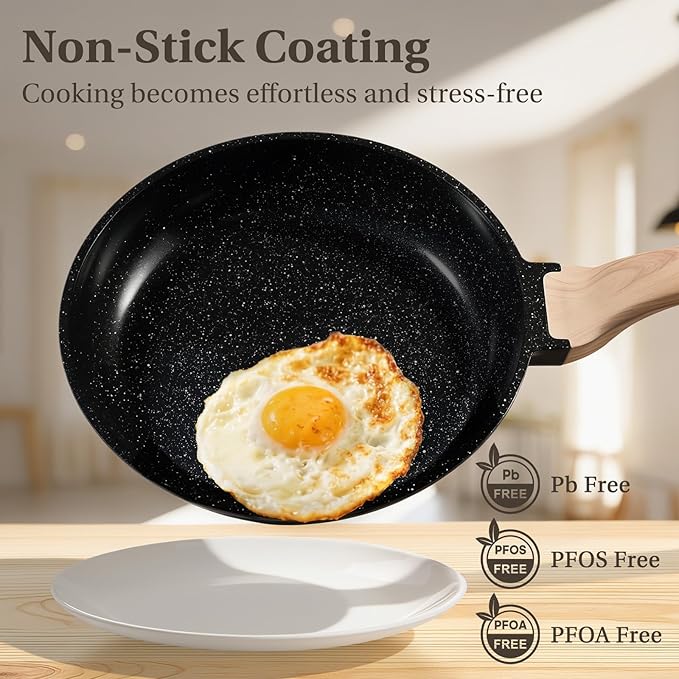 DUMOS 25 Pcs Pots and Pans Set Nonstick Kitchen Cookware Set Induction Cooking Sets with Stay-Cool Handles Black