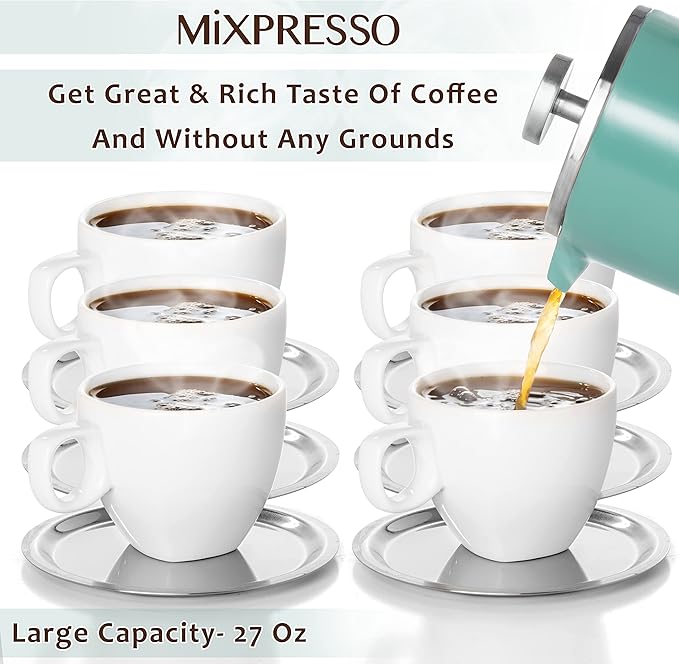 Mixpresso Green Stainless Steel French Press Coffee Maker 26 Oz 770 Ml Double Wall Insulated French Press Stainless Steel Easy Clean Tea Brewer Easy Press Durable Metal Coffee Press