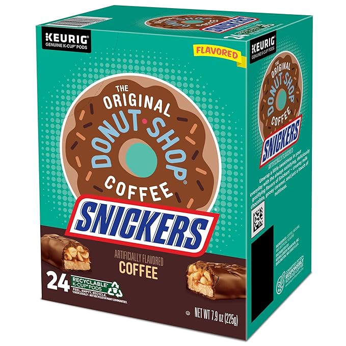 The Original Donut Shop Snickers Coffee Keurig Single Serve K-Cup Pods Flavored Coffee 96 Count (4 Packs of 24)